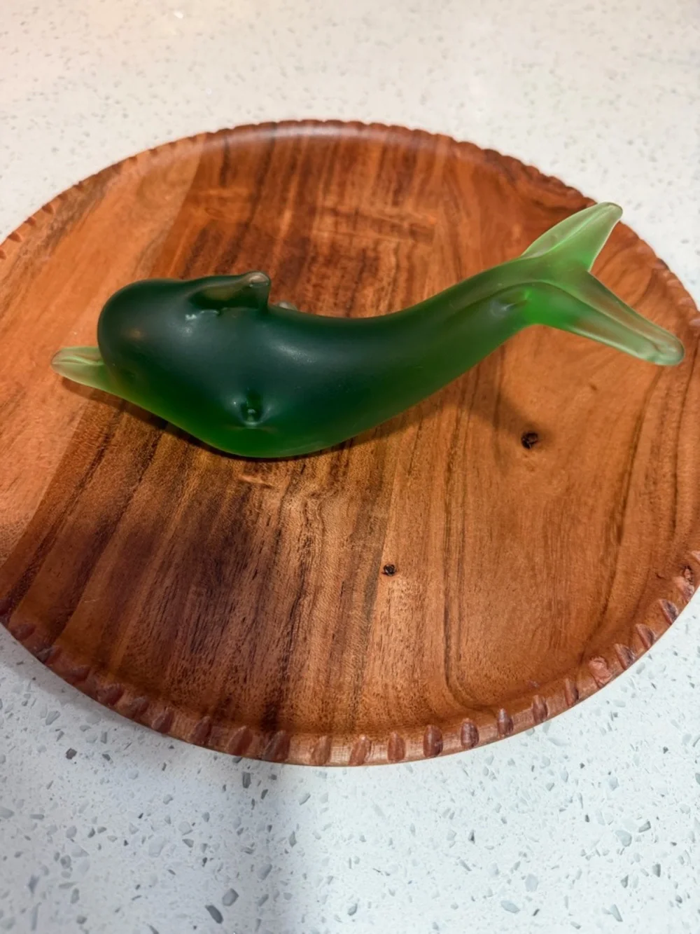Green Glass Dolphin Figurine Decorative Pet Fish Accent